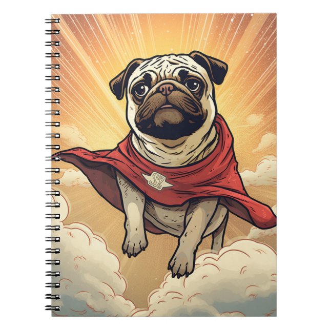 Pug Superhero Where Paws and Powers Unite Notebook (Front)