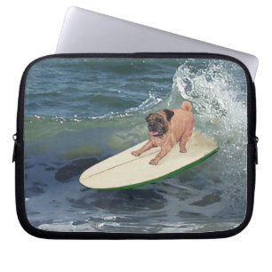 Pug Surfer Dude Laptop Sleeve