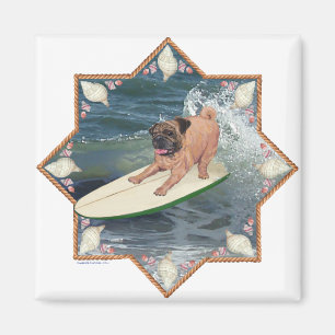 Pug Surfer Dude Magnet