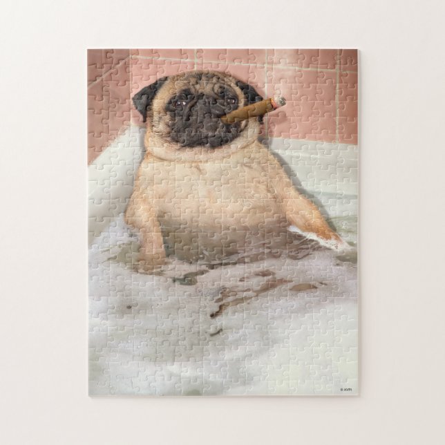 Pug Taking Bubble Bath Jigsaw Puzzle (Vertical)
