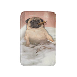 Pug Taking Bubble Bath Mat