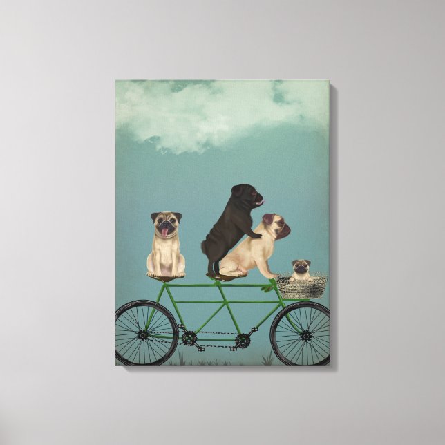 Pug Tandem Canvas Print (Front)