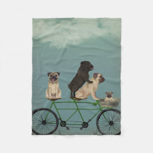 Pug Tandem Fleece Blanket