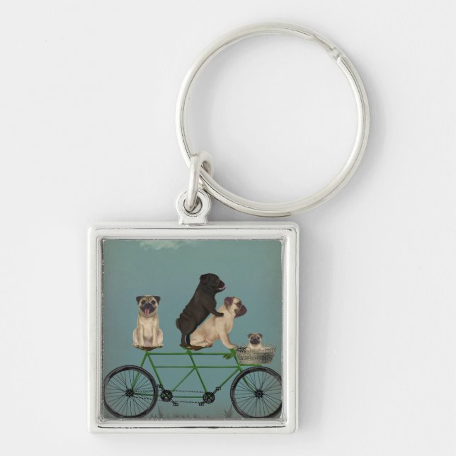 Pug Tandem Key Ring (Front)