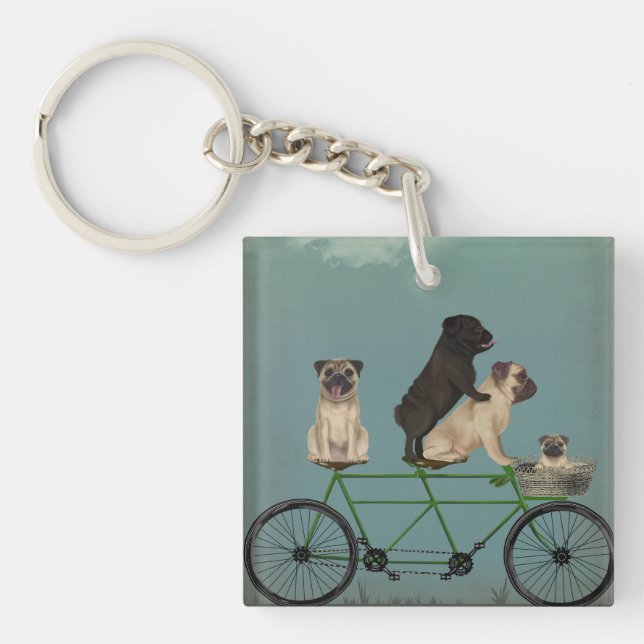 Pug Tandem Key Ring (Front)