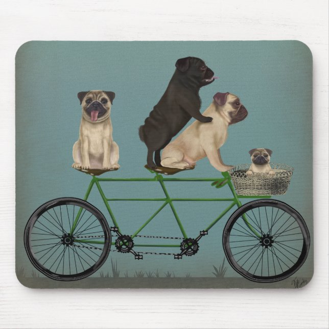 Pug Tandem Mouse Mat (Front)