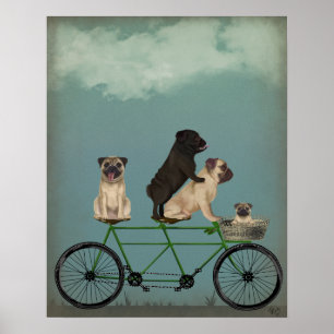 Pug Tandem Poster