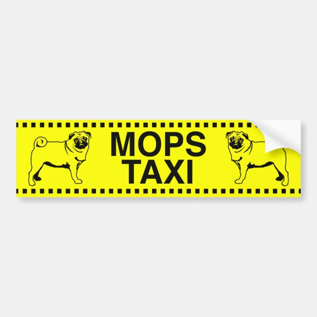 Pug Taxi Car Sticker (Front)
