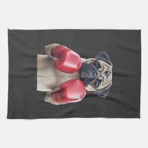 Pug tea towel