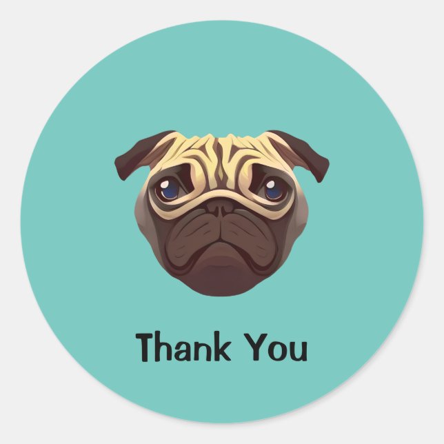 Pug Thank you Classic Round Sticker (Front)