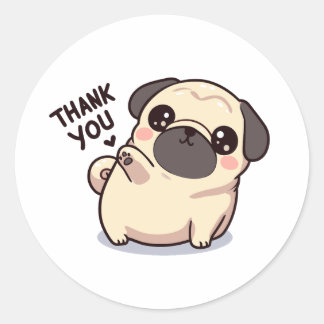 Pug — Thank you Classic Round Sticker