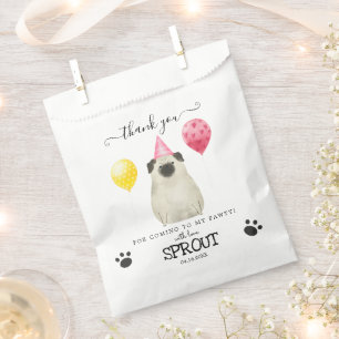 Pug Thank You Dog Treat Party Favour Bags