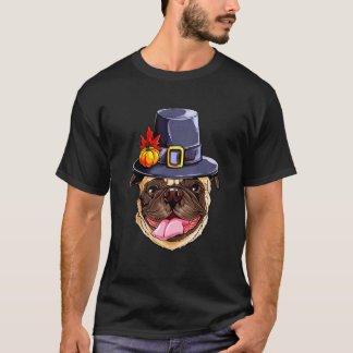 Pug Thanksgiving Pug Dog Hat Autumn Thanksgiving P T-Shirt