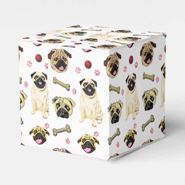 Pug Themed Favor Boxes (Front Side)