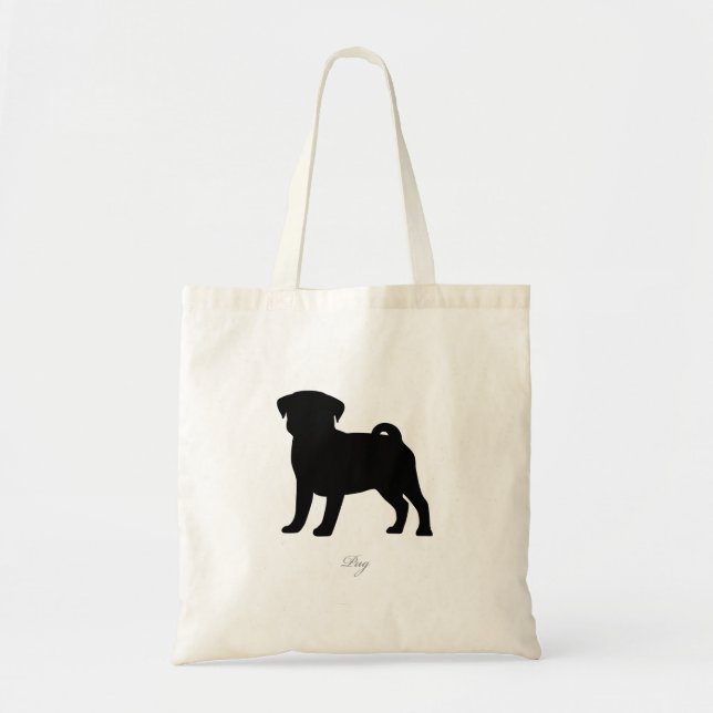 Pug Tote Bag (black version 2) (Front)
