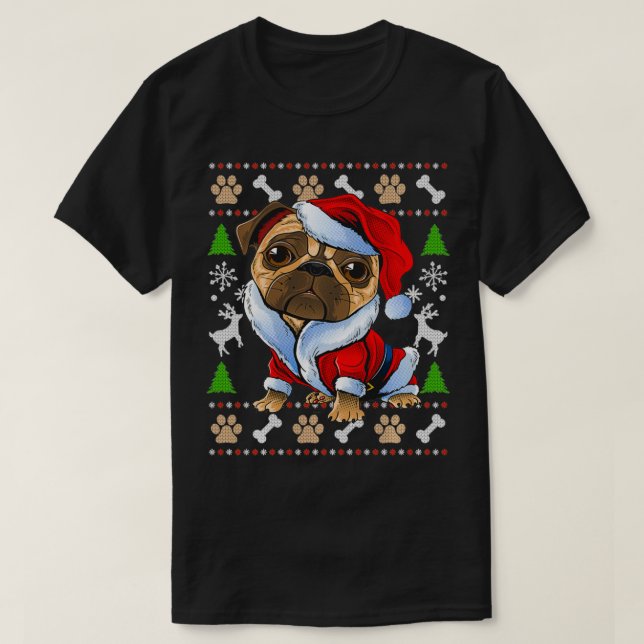Pug Ugly Christmas Sweater Santa Claus Pug Xmas Gi (Design Front)