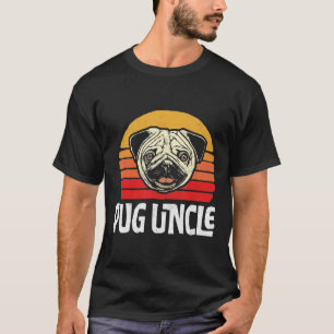 Pug Uncle Funny Cute Smiling Pug Face 80s Retro Su T-Shirt