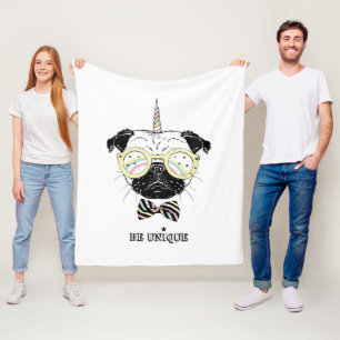 Pug Unicorn Be Unique Fleece Blanket