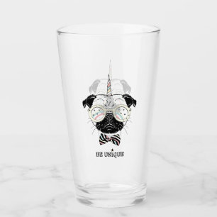Pug Unicorn Be Unique Glass
