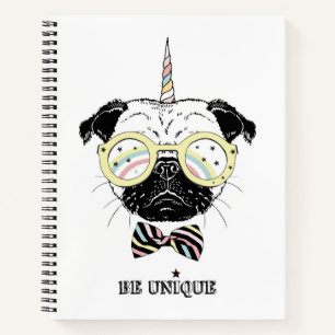 Pug Unicorn Be Unique Notebook