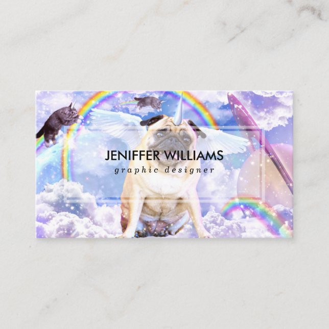 Pug unicorn - Cute pugicorn                        Business Card (Front)