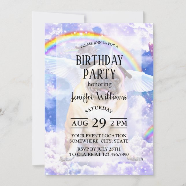 Pug unicorn - Cute pugicorn                        Invitation (Front)