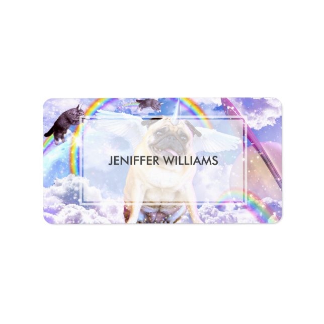 Pug unicorn - Cute pugicorn                        Label (Front)