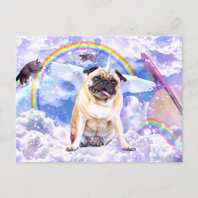 Pug unicorn - Cute pugicorn                        Postcard (Front)