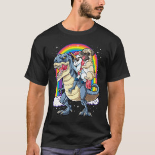 Pug Unicorn Dinosaur rex Kids Girls Women Rainbow T-Shirt