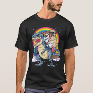 Pug Unicorn Dinosaur T rex Kids Girls Women Rainb T-Shirt
