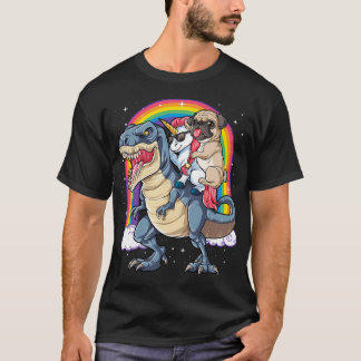 Pug Unicorn Dinosaur T rex T Kids Girls Women Rain T-Shirt