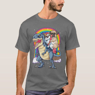 Pug Unicorn Dinosaur T Rex T Kids Girls Women Rain T-Shirt