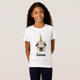 Pug Unicorn Little Girl Birthday Party T-Shirt