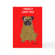 Pug Valentine's Day Greeting Card