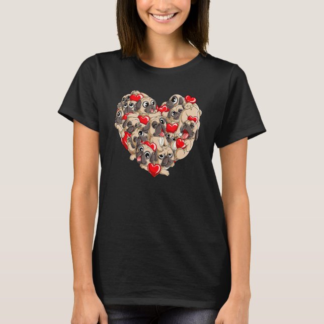 Pug Valentines Day Heart Dog   Boys Kids Men Love T-Shirt (Front)