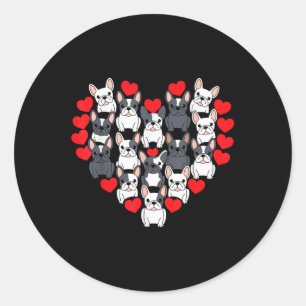 Pug Valentines Day Heart Formation Dog Lover Cute  Classic Round Sticker