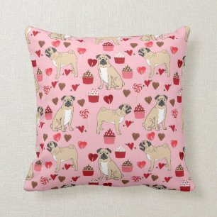Pug Valentines Dog Pillow