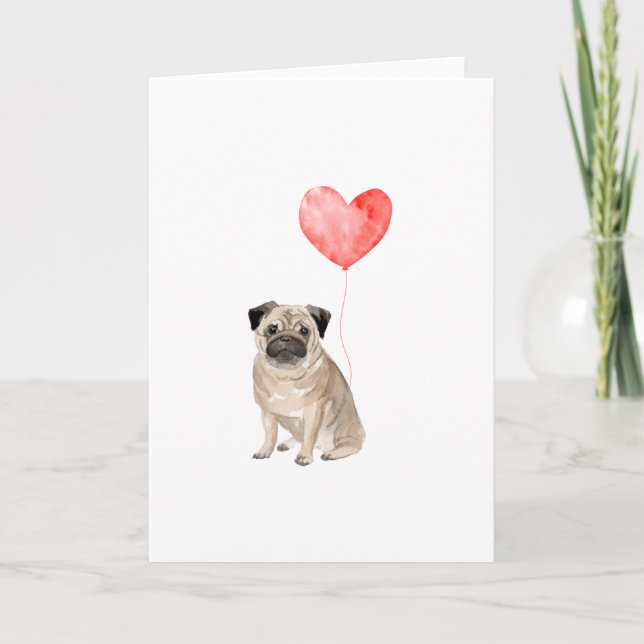  Pug Valentines, Dog Valentines Holiday Card (Front)
