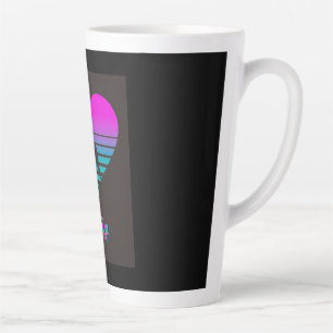 Pug Vaporwave Heart Pug Dog Lover Gift Latte Mug