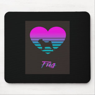 Pug Vaporwave Heart Pug Dog Lover Gift Mouse Mat
