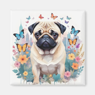 Pug Vintage Animal Nature Environment City Art Magnet