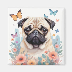Pug Vintage Animal Nature Environment City Art Magnet