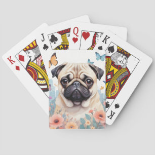 Pug Vintage Animal Nature Environment City Art Playing Cards