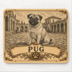 Pug, Vintage Heritage Dog Mouse Mat