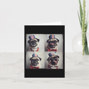 Pug Vintage Photo Machine Style, Independence Day Card