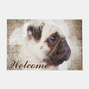 Pug Vintage Portrait Doormat