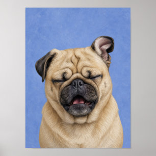 Pug Wall Art — Sneezing Funny Painterly Portrait