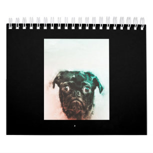 Pug Watercolor Cute Pug Dog Art Watercolor Calendar