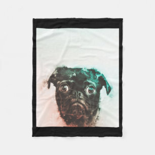 Pug Watercolor Cute Pug Dog Art Watercolor Fleece Blanket