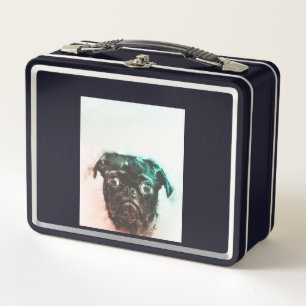 Pug Watercolor   Cute Pug Dog Art Watercolor Metal Lunch Box